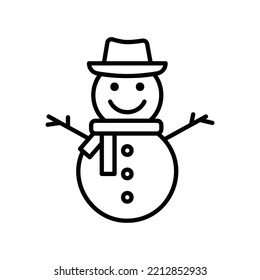 Snowman icon for winter and holiday in black outline style