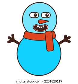 Icono de Snowman. snowman de vacaciones de invierno. Ilustración vectorial de línea plana.
