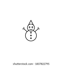 Snowman icon. Winter icon. Simple, flat, outline, black.