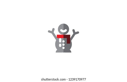 Snowman Icon Winter Template Vector
