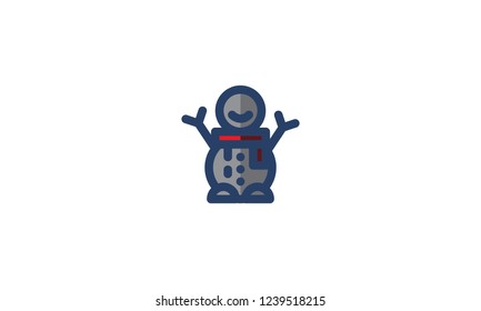 Snowman Icon Winter Template Vector