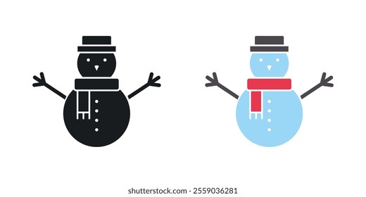 Snowman icons in black and colored version