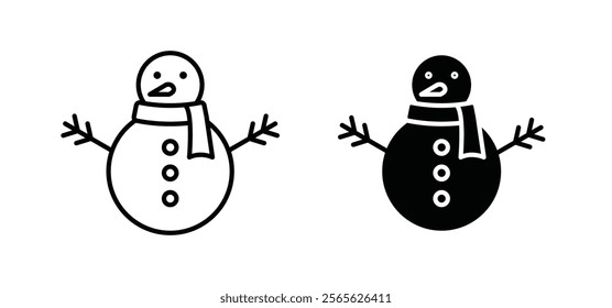 Snowman icons in black and white colors