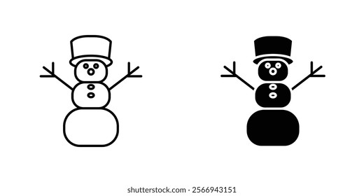 Snowman icons. black and white vector set.