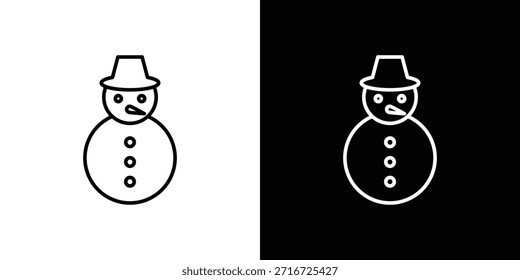 Ícones de boneco de neve vetor preto e branco, conjunto de ícones de linha.