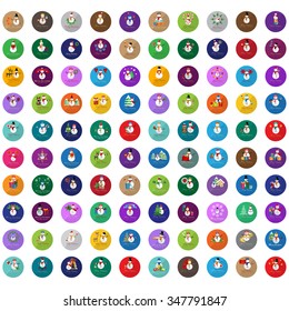 Snowman Icons And Christmas Elements Set - Vector Illustration, Graphic Design. For Web, Websites, Print, Presentation Templates, Mobile Applications And Promotional Materials     