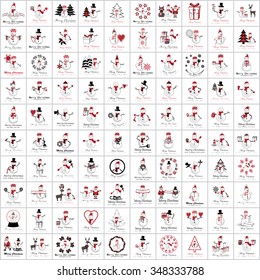 Snowman Icons And Christmas Elements Set - Vector Illustration, Graphic Design. For Web, Websites, Print, Presentation Templates, Mobile Applications And Promotional Materials      