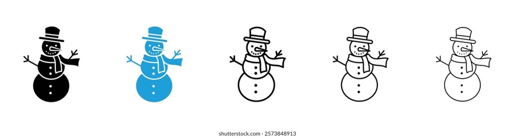 Snowman icons in filled and 3 stroke weights