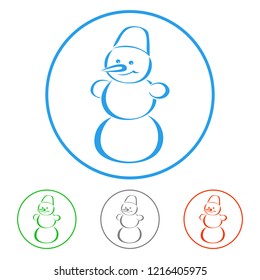 Snowman icons. Outline. Vector.