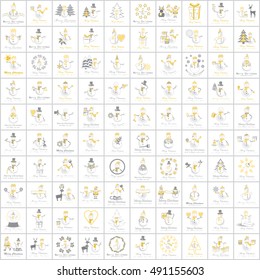 Snowman Icons Set - Isolated On White Background.Vector Illustration,Graphic Design.Collection Of Xmas Icons.For Web,Websites,Print,Presentation Templates,Mobile Applications And Promotional Materials