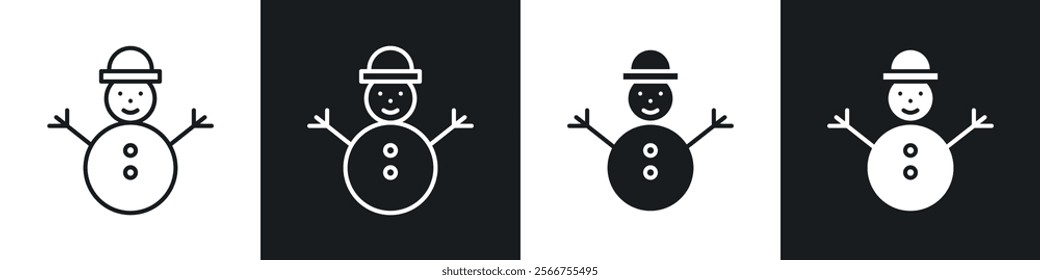 Snowman icons in Thin line black color. flat simple vector symbols illustration.