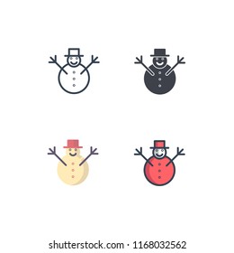 snowman icons vector with four different style