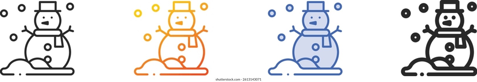 snowman icon.Thin Linear, Gradient, Blue Stroke and bold Style Design Isolated On White Background
