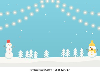 Snowman and illumination lights illustration