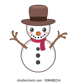 Snowman illustration art in flat color