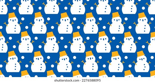 Snowman illustration background. Seamless pattern. Vector. 