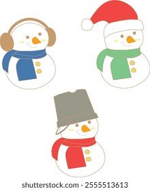 snowman illustration with a classic winter theme. Featuring a cheerful face, cozy scarf, and top hat, perfect for holiday cards, festive invitations, and seasonal decor