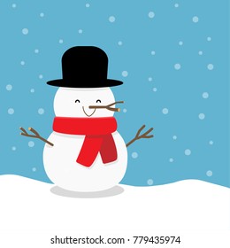 Snowman illustration in cute style, flat design
