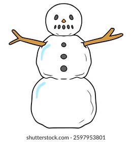 snowman illustration hand drawn isolated vector