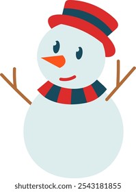 Snowman illustration for holiday decor, greeting cards, or winter themes.