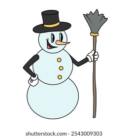 Snowman illustration. Vector cartoon character. Isolated on white.