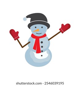 Snowman illustration vector flat design eps 10