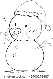 Snowman illustration wearing a hat on Christmas Day