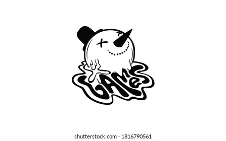 Snowman illustration with writing games