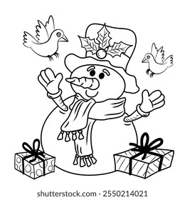 snowman illustrations for coloring or drawing