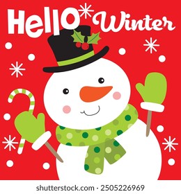 Snowman image Character For Christmas Card or Bag design