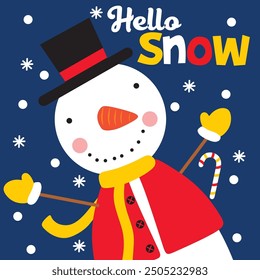 Snowman image For Christmas Card or Bag design