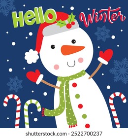 Snowman image For Christmas Card or Bag design