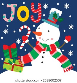 Snowman image For Christmas Card or Bag design