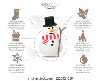 Snowman infographic with decoration and option colors.