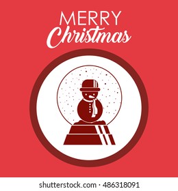 Snowman inside circle icon. Merry Christmas season and decoration theme. Colorful design. Vector illustration