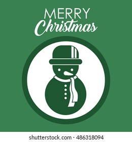 Snowman inside circle icon. Merry Christmas season and decoration theme. Colorful design. Vector illustration