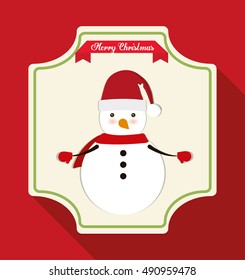 Snowman inside frame icon. Merry Christmas season celebration and decoration theme. Colorful design. Vector illustration