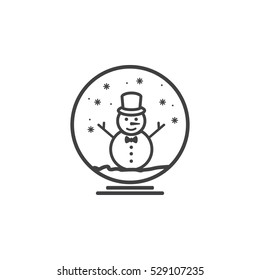 Snowman inside globe icon on the white background. New Year set of icons. Christmas holidays