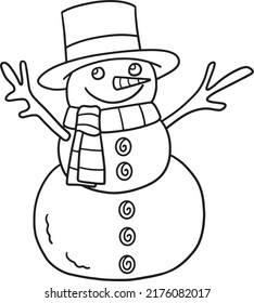 Snowman Isolated Coloring Page Kids Stock Vector (Royalty Free ...