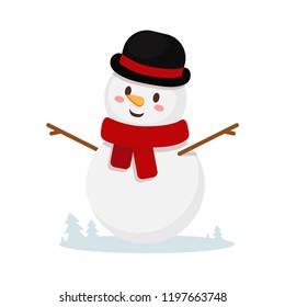 Snowman isolated on white background. Christmas decoration