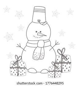 snowman isolated on a white background. vector illustration. children's coloring