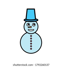 Snowman isolated on white background. Vector illustration.