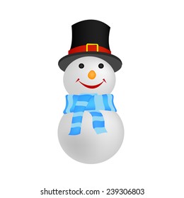 Snowman isolated on white background. Vector illustration.