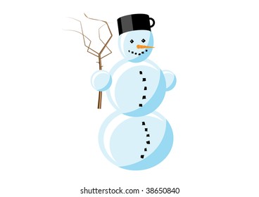 Snowman isolated on the white background.