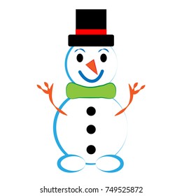 Snowman isolated on white background.