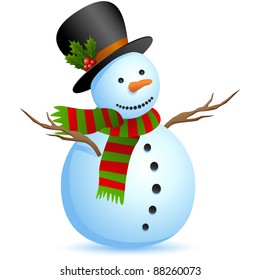 Snowman isolated on white. Vector