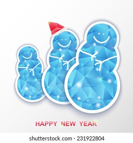 Snowman isolated from polygons. Vector illustration.