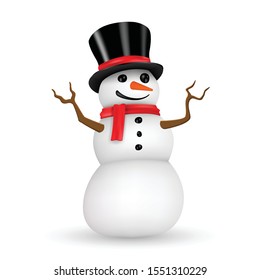 Snowman isolated vector on white background. Vector illustration can use for Christmas and New year element.