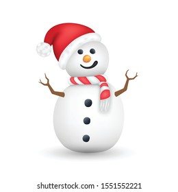 Snowman isolated vector on white background. Vector illustration can use for Christmas and New year element.