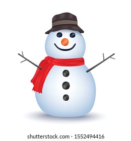 Snowman isolated vector on white background. Vector illustration can use for Christmas and New year element.